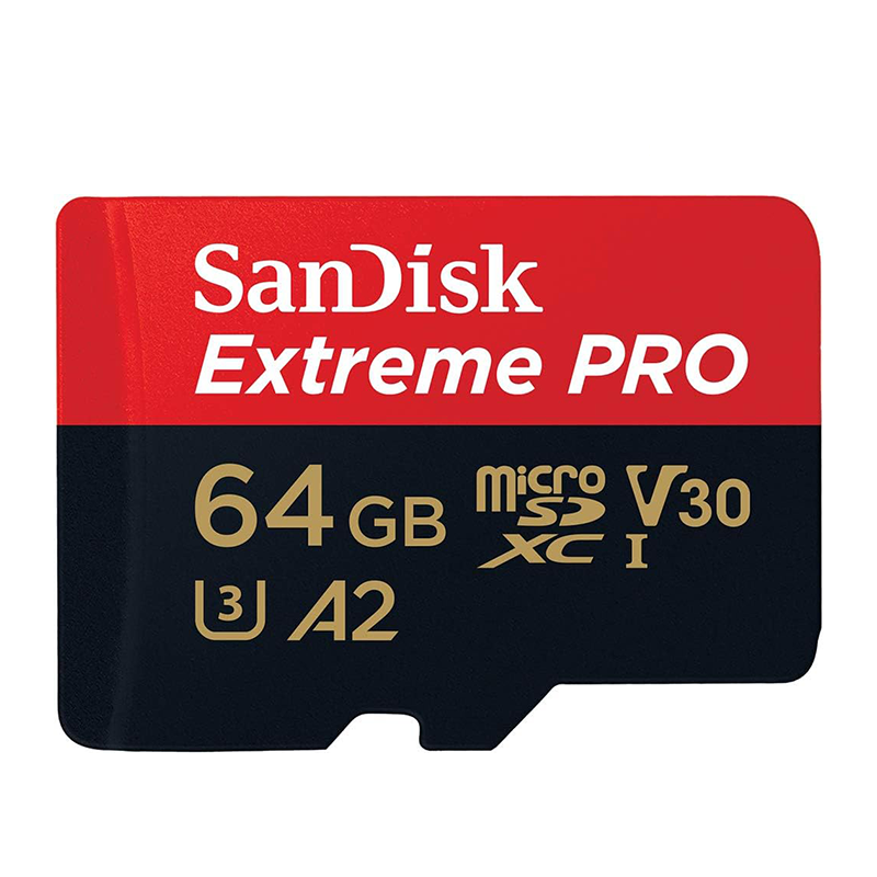 SanDisk 64GB Extreme Pro microSD UHS I Card for 4K Video on Smartphones, Action Cams & Drones 200MB/s Read, 90MB/s Write, SDSQXCU 064G GN6MA, Red/Black